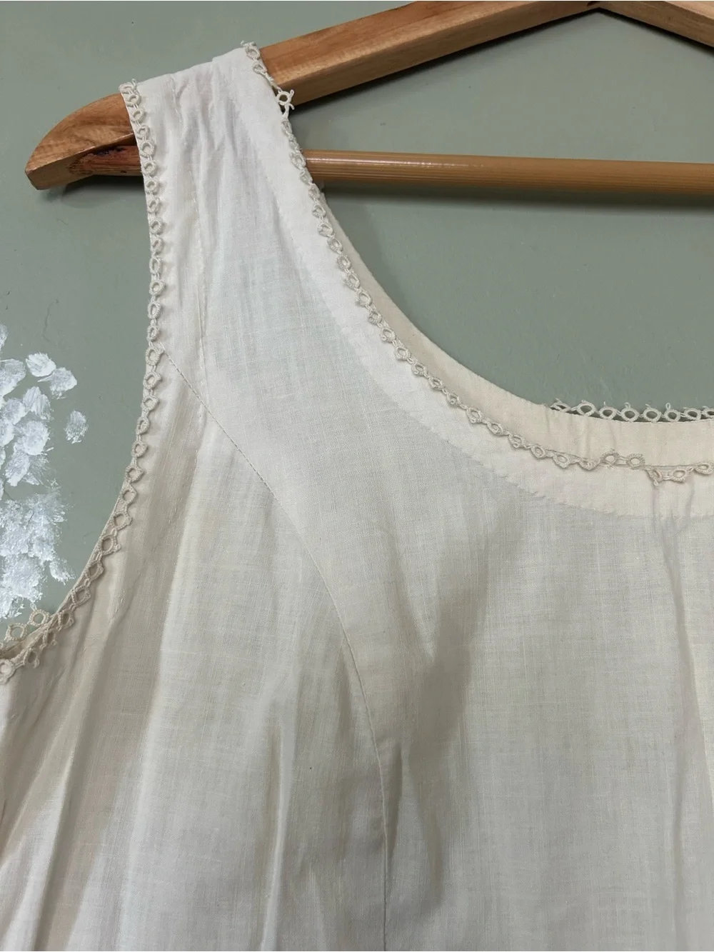 VTG Classic Cream Sleeveless Cotton Slip Dress - Picture 5 of 5